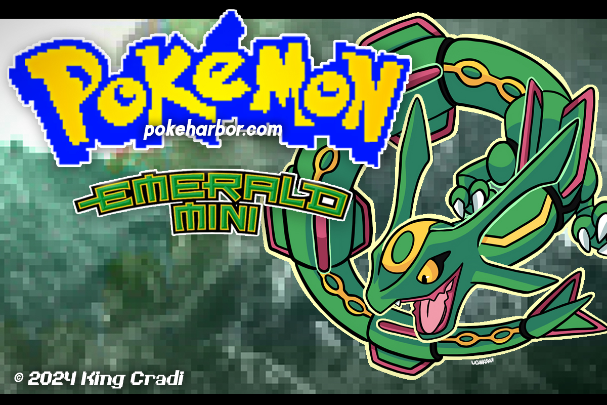 Pantalla de inicio sacada del blog de donde encontré el fangame, está Rayquaza con un Pixel art único modificado y el nombre del creador del fangame King Cradi